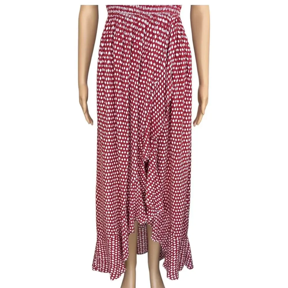 Tiare Hawaii Cheyenne Off The Shoulder Cover-up Maxi Dress cotton Red Dot OS - Picture 4 of 9